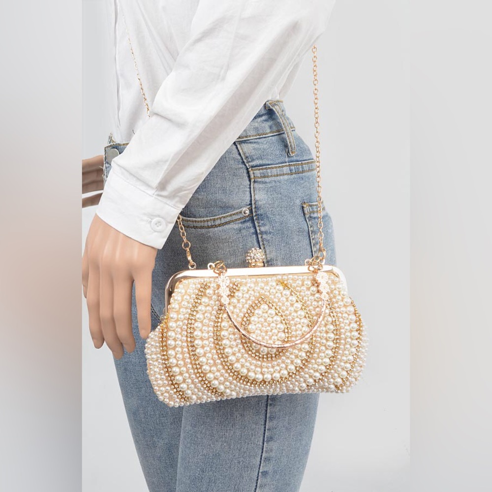Freshwater Pearl Top Handle Evening Bag - Picture 4 of 4